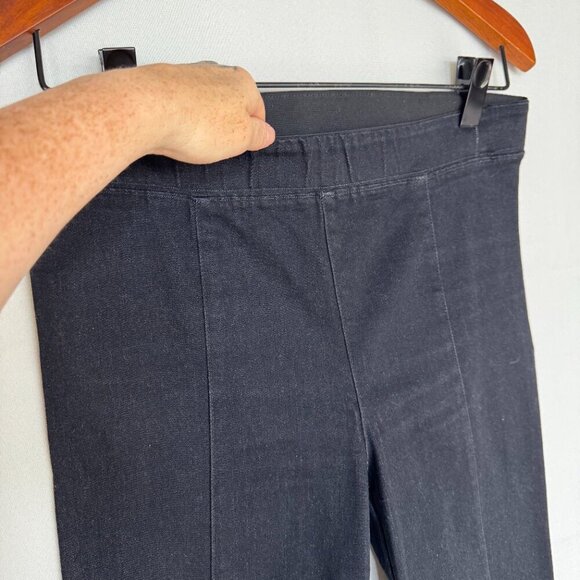 Helmut Lang Made in USA Pull On Stretch Black Denim Flare Leg Crop Pants Size 30 - Picture 5 of 13